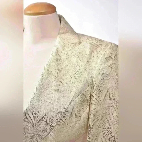 Luxe ANTONIO BERARDI  Gold Ivory Sparkle NYE Jacquard Foil Jacket 42EU 4US Italy - Picture 5 of 11